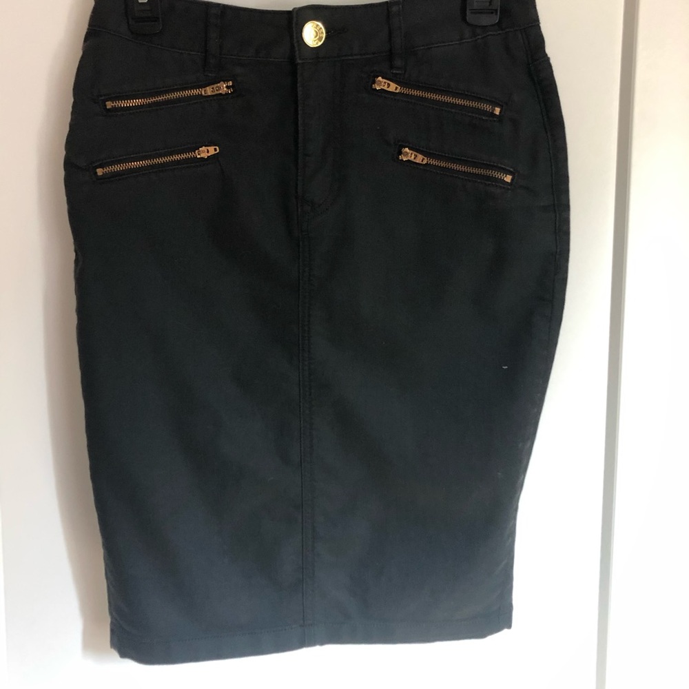 Express black grey jean skirt with gold zippers